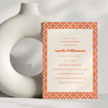 Pink Orange Mid Century Modern Retro Bridal Shower