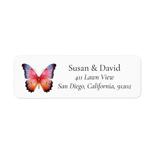 Pink & Orange Ombre Butterfly Adresse (Vorne)