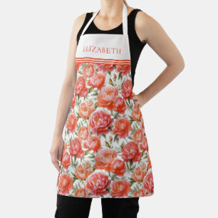 Pink Orange Peonys Blumenmuster Personalisiert Schürze