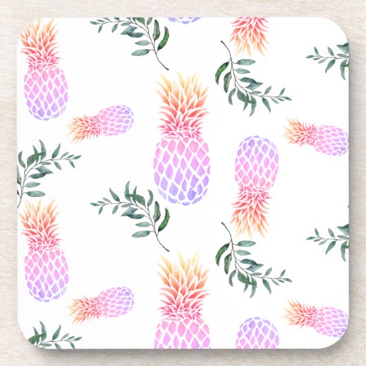 PINK & ORANGE PINEAPPLE GETRÄNKEUNTERSETZER (Vorderseite)