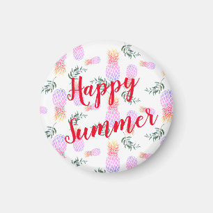 PINK & ORANGE PINEAPPLE GLÜCKLICHER SOMMER MAGNET