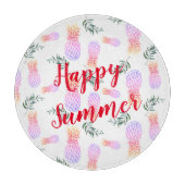 PINK & ORANGE PINEAPPLE GLÜCKLICHER SOMMER SCHNEIDEBRETT (Vorderseite)