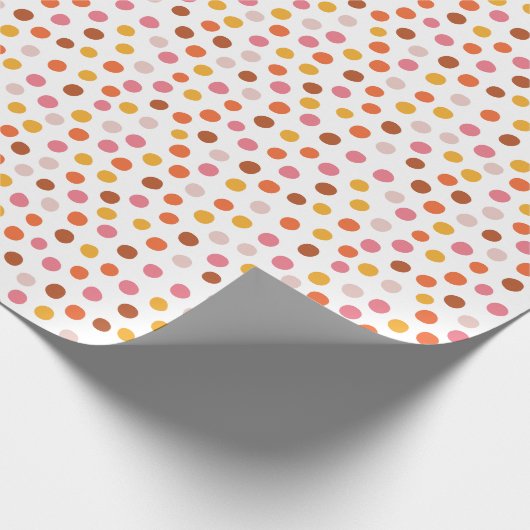 Pink Orange Polka Dots Wrapping Paper Geschenkpapier (Ecke)
