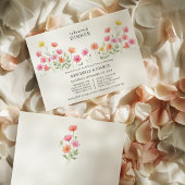 Pink Orange Pretty Floral Rehearsal Dinner Einladung