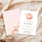 Pink Orange Pumpkin Bow Girl Erstgeburt Einladung