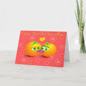 Pink Orange Pun Love Greeting Card Dankeskarte (Vorderseite)