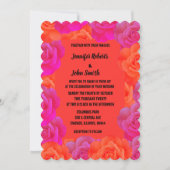 Pink Orange Rose Muster QR Code Hochzeit Einladung (Vorderseite)