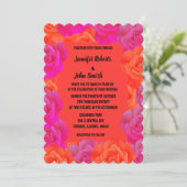 Pink Orange Rose Muster QR Code Hochzeit Einladung (Stehend Vorderseite)