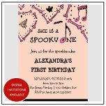 Pink Orange Skull Spooky Halloween 1. Geburtstag Einladung<br><div class="desc">Pink Orange Skull Spooky Halloween 1. Geburtstag Einladung : Dieses Halloween 1. Geburtstag Einladungen in Rosa und Orange mit Thesen niedliche Schädel (Skelett), Gespenst, Fledermaus, Spinnenkobubel mit dem Text " Es ist mein Tag / Boothday auf der Rückseite, ist für kleine Mädchen (Kinder / Kinder). (ex: Sie ist eine Spooky....</div>