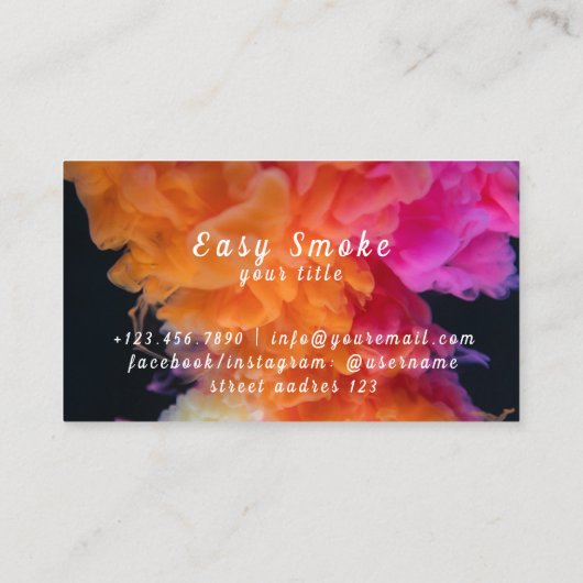 Pink Orange Smoke Vape Shop Visitenkarte (Rückseite)
