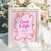 Pink Orange Squiggle Cards und Geschenke Poster
