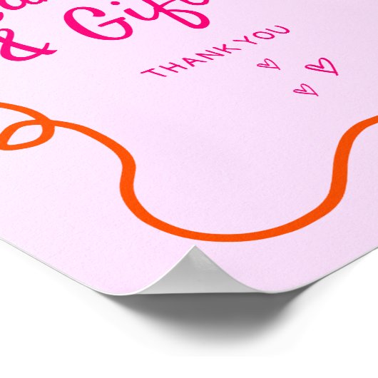 Pink Orange Squiggle Cards und Geschenke Poster (Ecke)