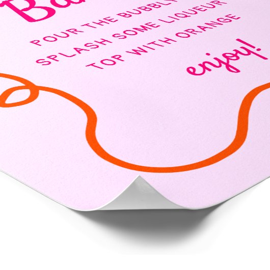 Pink Orange Squiggle Spritz Bar Poster (Ecke)