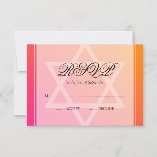 Pink Orange Star von David Bat Mitzvah UAWG RSVP Karte (Vorderseite)