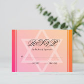 Pink Orange Star von David Bat Mitzvah UAWG RSVP Karte (Stehend Vorderseite)