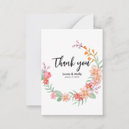 Pink & Orange Summer Floral Wedding Vielen Dank Mitteilungskarte