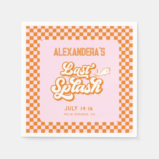 Pink Orange Summer Last Splash Bachelorette Serviette (Vorderseite)