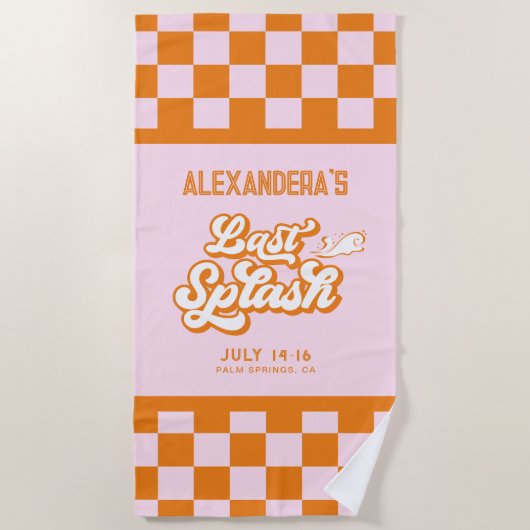 Pink Orange Summer Last Splash Bachelorette Strandtuch (Vorderseite)