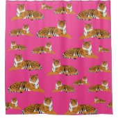 Pink Orange Tiger Tiermuster Duschvorhang (Vorderseite)