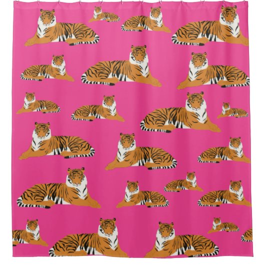Pink Orange Tiger Tiermuster Duschvorhang (Vorderseite)