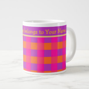 Pink, Orange und Lila Karo Muster Jumbo Tasse