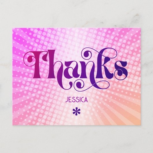 Pink Orange Vielen Dank Sweet 16 Groovy Gradient Postkarte (Vorderseite)