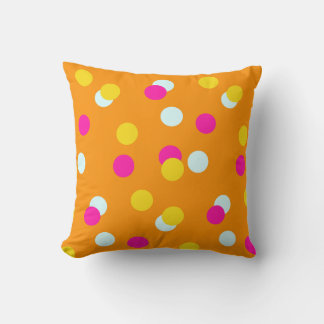 Pink Orange White and Yellow Dot throw pillow Kissen