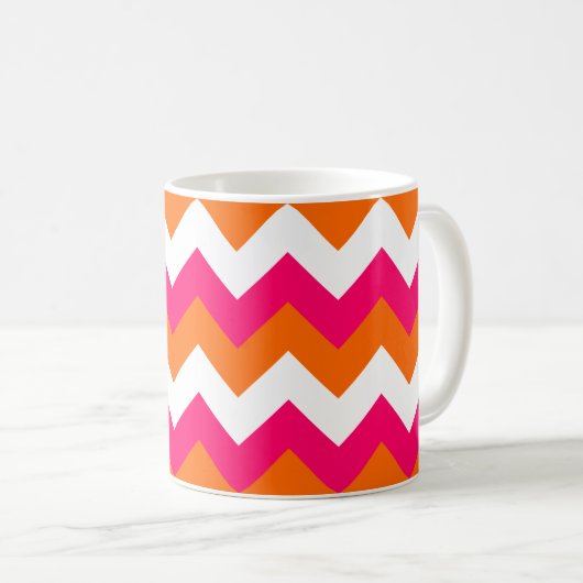 Pink Orange White Zigzag Kaffeetasse (VorderseiteRechts)