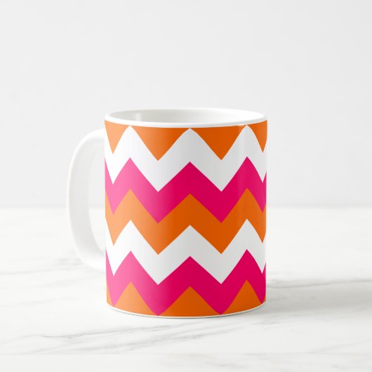 Pink Orange White Zigzag Kaffeetasse (Vorderseite Links)