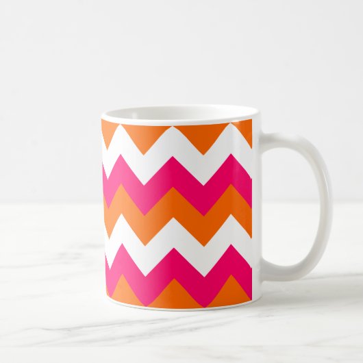 Pink Orange White Zigzag Kaffeetasse (Rechts)