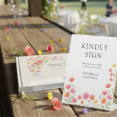 Pink Orange Wildflower Wedding Guest Book Sockelschild