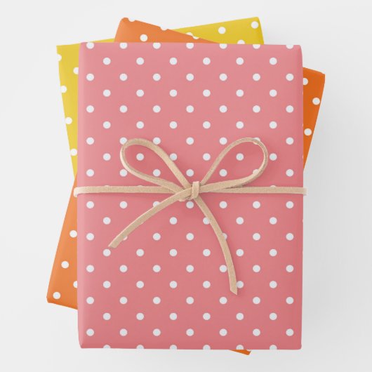 Pink Orange Yellow Polka Dots Muster Wrappi Geschenkpapier Set (Beispiel)