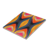 Pink Orange Yellow Retro Funky Abstraktes Muster Fliese (Seite)