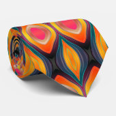 Pink Orange Yellow Retro Funky Abstraktes Muster Krawatte (Gerollt)