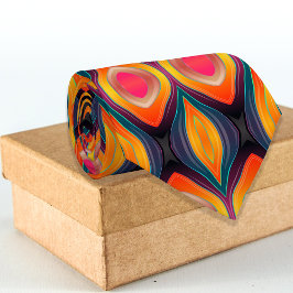 Pink Orange Yellow Retro Funky Abstraktes Muster Krawatte