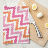 Pink Orange Zigzag Ikat Muster Küchentuch (Viertel Falte)