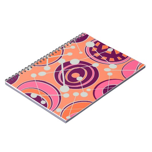 Pink. Orangefarbene und lila Geoformen Notizblock (Linke Seite)