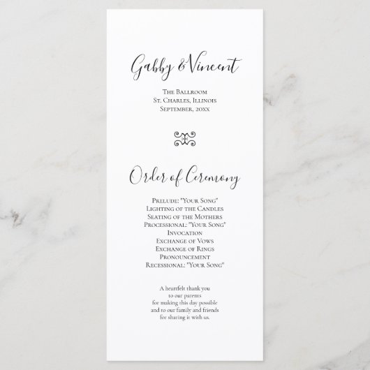 Pink Orchid and Pearls on Black Wedding Program Programm (Rückseite)