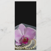 Pink Orchid and Pearls on Black Wedding Program Programm (Vorderseite)