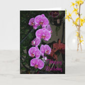 Pink Orchid Birthday Card Karte (Gelbe Blume)