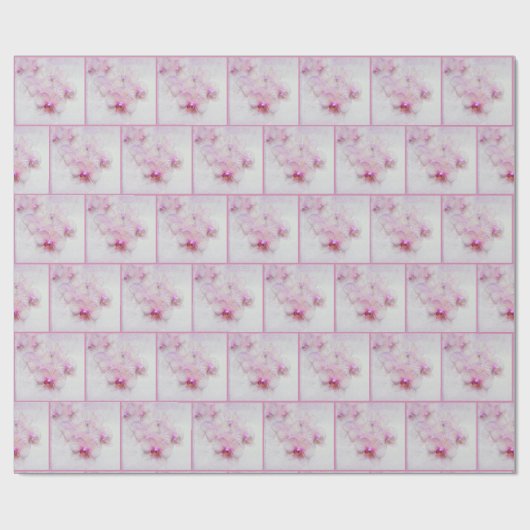 Pink Orchid Blossoms Muster Geschenkpapier (Flach)