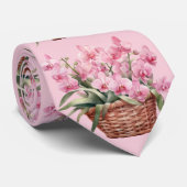 Pink Orchid Blume Neck Tie Krawatte (Gerollt)