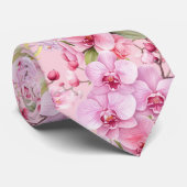 Pink Orchid Blume Neck Tie Krawatte (Gerollt)