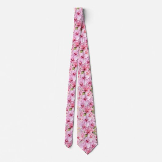 Pink Orchid Blume Neck Tie Krawatte (Rückseite)