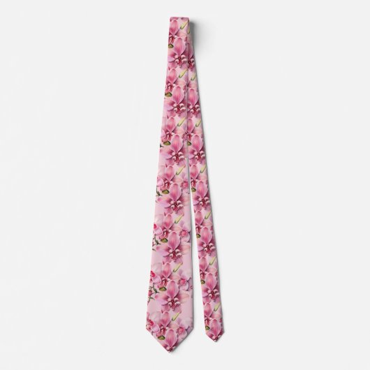 Pink Orchid Blume Neck Tie Krawatte (Vorderseite)