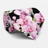 Pink Orchid Blume Neck Tie Krawatte (Gerollt)