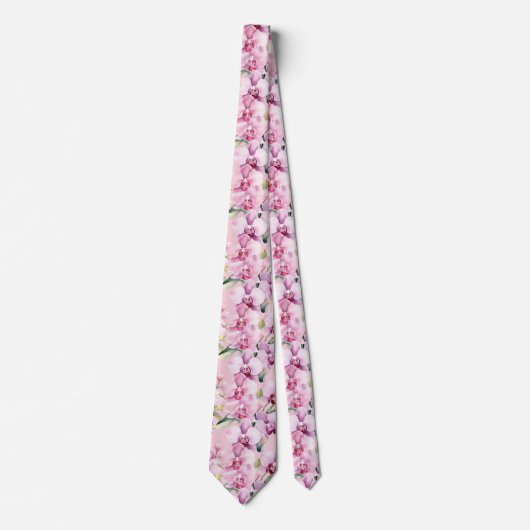 Pink Orchid Blume Neck Tie Krawatte (Vorderseite)