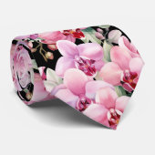 Pink Orchid Blume Neck Tie Krawatte (Gerollt)