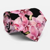 Pink Orchid Blume Neck Tie Krawatte (Gerollt)