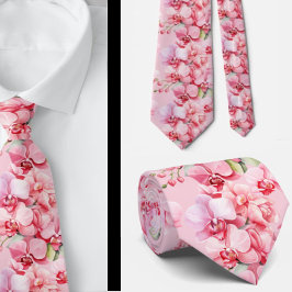 Pink Orchid Blume Neck Tie Krawatte